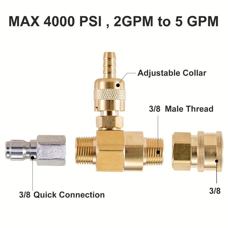 1 Set 3/8 Inch Quick Connect Downstream Injector Kit for Pressure Washer Power Washer Chemical Injector Soap Injector 4000 PSI
