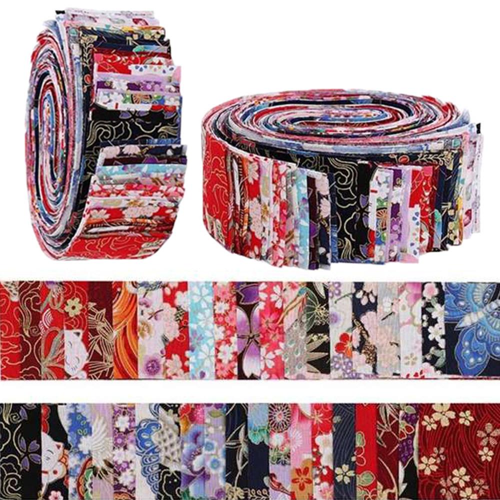 40 ks Květinová bavlněná látka Patchworková role Látková role Srolované látkové proužky Pro prošívání Šití DIY & Začátečníci na deky 6,5 x 25 cm
