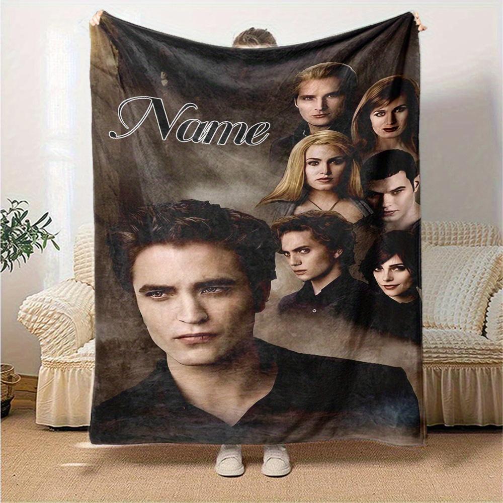 Twilight Saga Characters And Mystic Forest Flannel Blanket With Customizable Name Soft And Comfortable Shawl Blanket For All Seasons Suitable For Home