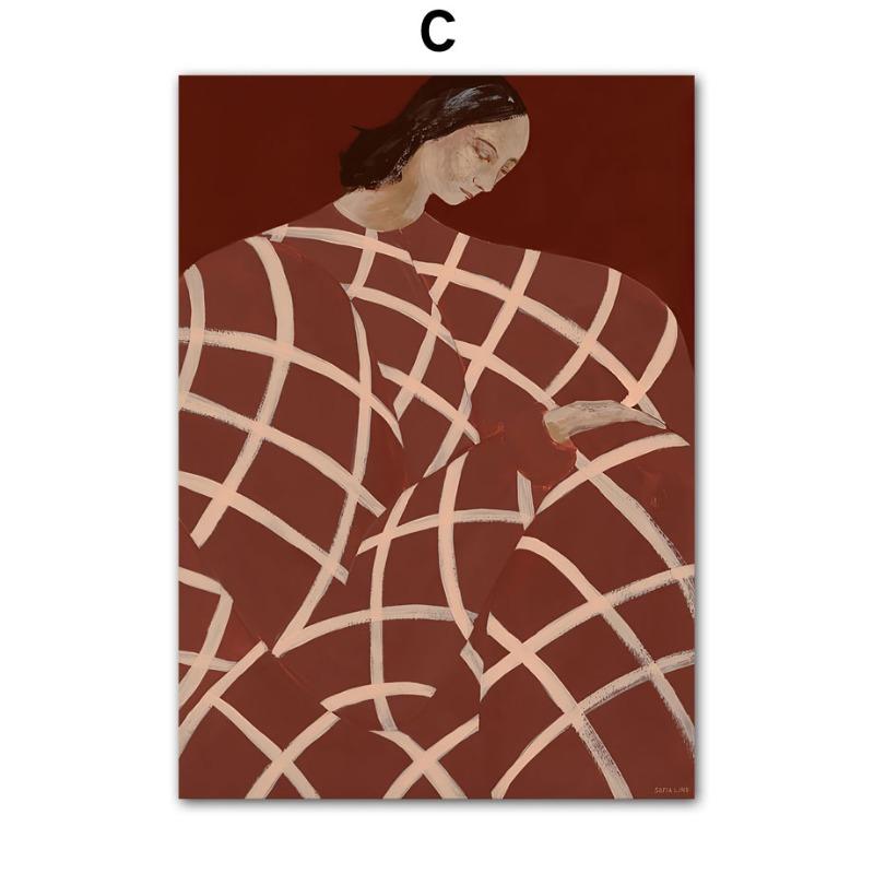 Colorful Wall Art Minimalist Abstract Figures Girl Line Landscape Wall Decoration Canvas Painting Home Living Room Bedroom Decor