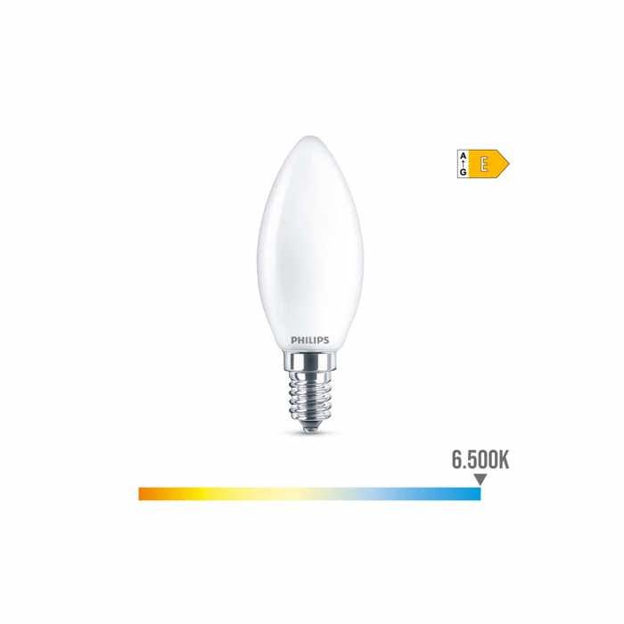 Ampoule Bougie Led E14 6.5w 806lm 6500k Lumière Froide Ø3.5x9.7cm. Philips