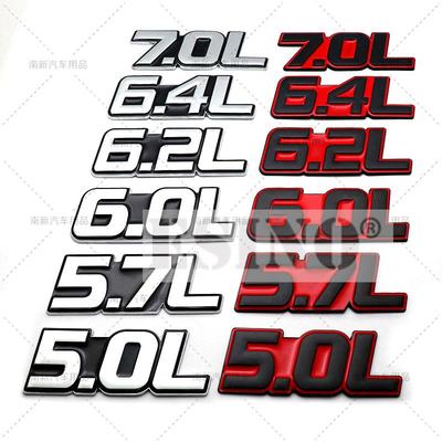 Car Styling 3D Metal Chrome Zinc Alloy Adhensive Emblem 5.0L 5.7L 6.0L 6.2L 6.4L 7.0L Body Trunk Fender Badge Accessory