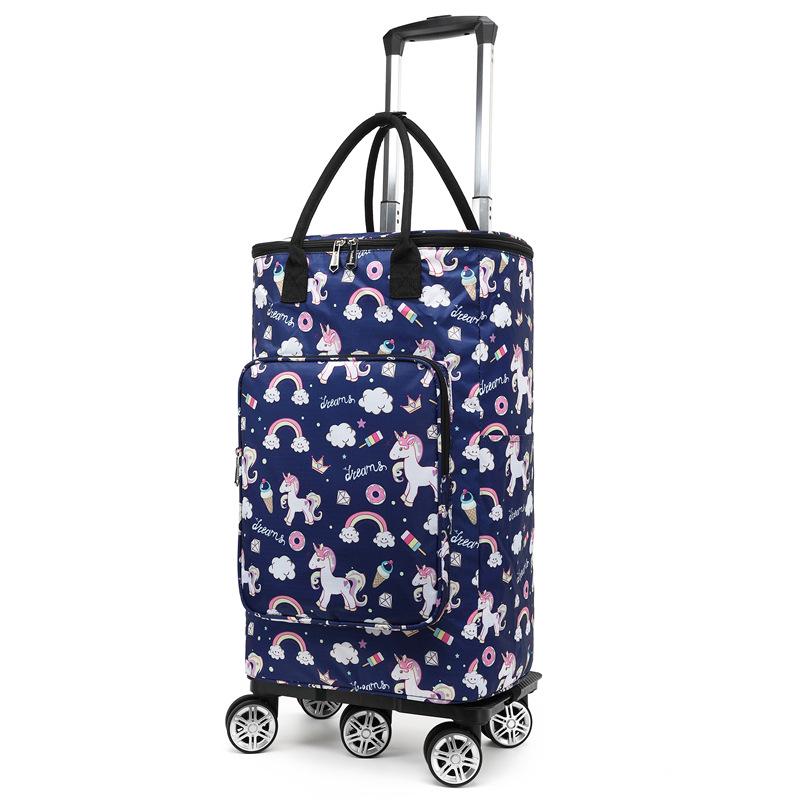 Folding Portable Grocery Shopping Cart with Bag - Household Supermarket Trolley