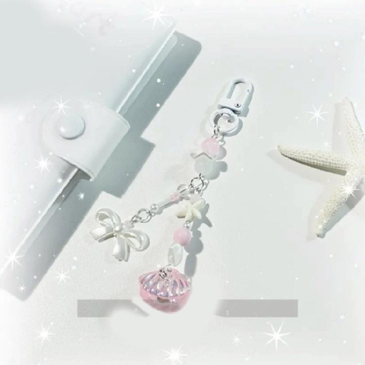Fashion Shell Bowknot Bead Keychain Pendant Cute Decoration Pendant Bone Charm