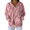 Women's Casual Fashion Long-Sleeved Zip-Up Christmas Print Knitted Hoodie