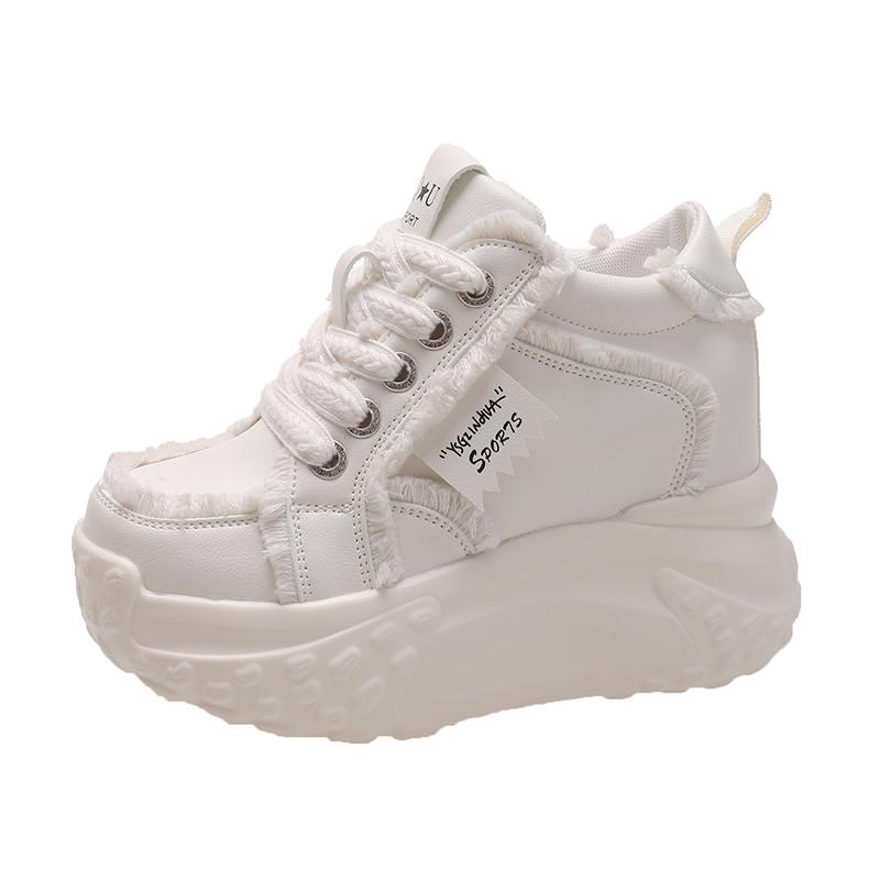 Fashion 10CM Women High Platform Sneakers New Autumn Breathable Chunky Dad Casual Shoes Thick Sole Trainers Leather Sneakers Woman