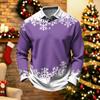 Men's Casual Quick-Dry Mesh Golf Shirt Long Sleeve Christmas Print Top