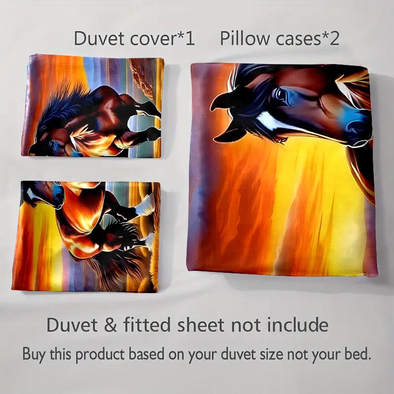 Majestic Horse Illustration. Bedding Duvet Cover Sets Duvet Covers Pillowcases Gifts (1 * Duvet Cover 2 * Pillowcases, Without Duvet Insert)