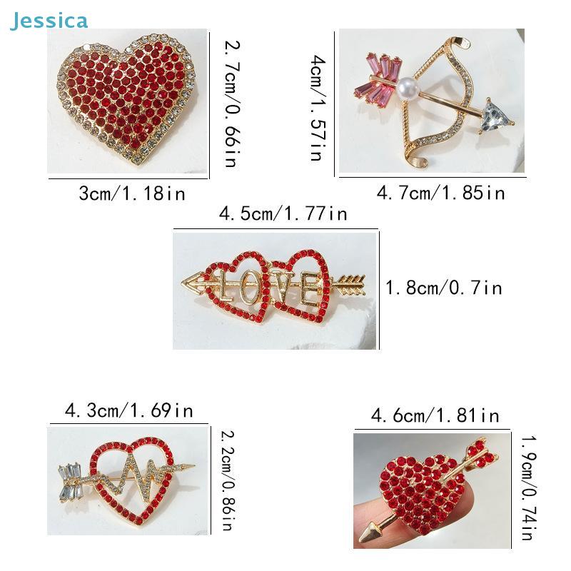 Red Heart Rhinestone Brooch - Cupid Arrow Design Lapel Pin for Valentine's Day and Daily Wear