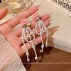 Pink Rose Flower Tassel Earrings Female Unique Super Immortal Temperament Beaded Pearl Earrings Earrings