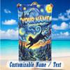 Cat Theme Beach Towel Personalized Custom Name & Text Soft Quick Dry Beach Towel for Swimming Travel