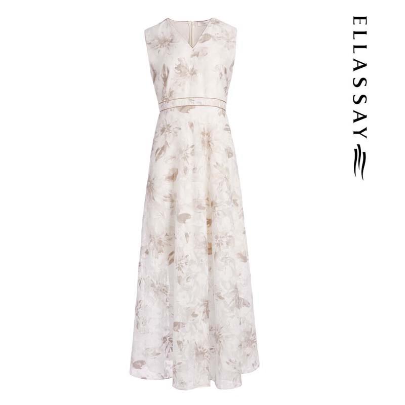 ELLASSAY Retro Print A-Line Midi Dress