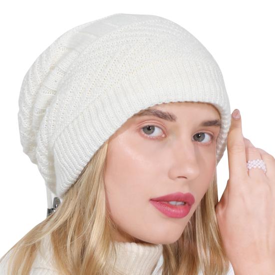 Beanie Hat Solid Color Adjustable Autumn Winter Plush Lining Windproof Hat Scarf for Outdoor