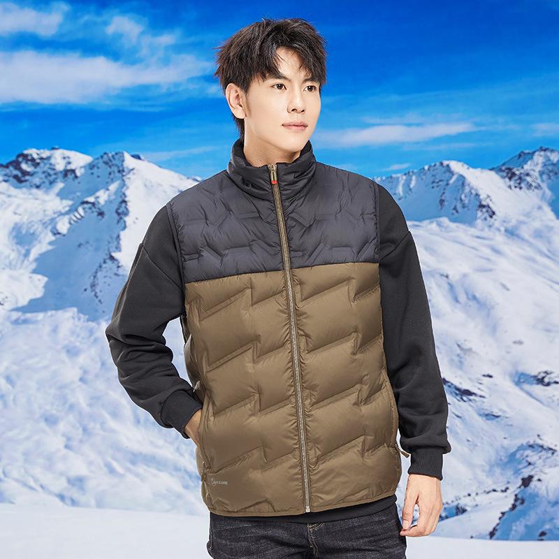 Unisex Color-Block Down Vest: Lightweight, Warm, Windproof Winter Jacket with Stand Collar