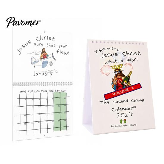 Retro Wall Calendar 2027 Funny Calendar, Large Grid Monthly Planner, Humor Daily Office Planner Desk Decor for Home Office, Creative Paper Art