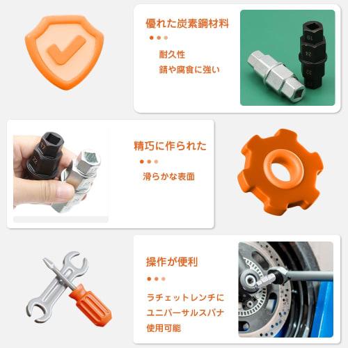 Hex Axle Tool, Motorcycle Hex Axle Tool, 17mm, 19mm, 22mm, 24mm Spindle Disassembly Hex Wrench Tool for Motorcycles (1 Piece) White