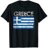 Vintage Griechenland Griechische Flagge Stolz Unisex T-Shirt Kurzarm Lässig Baumwolle Rundhals Jungen T-Shirts