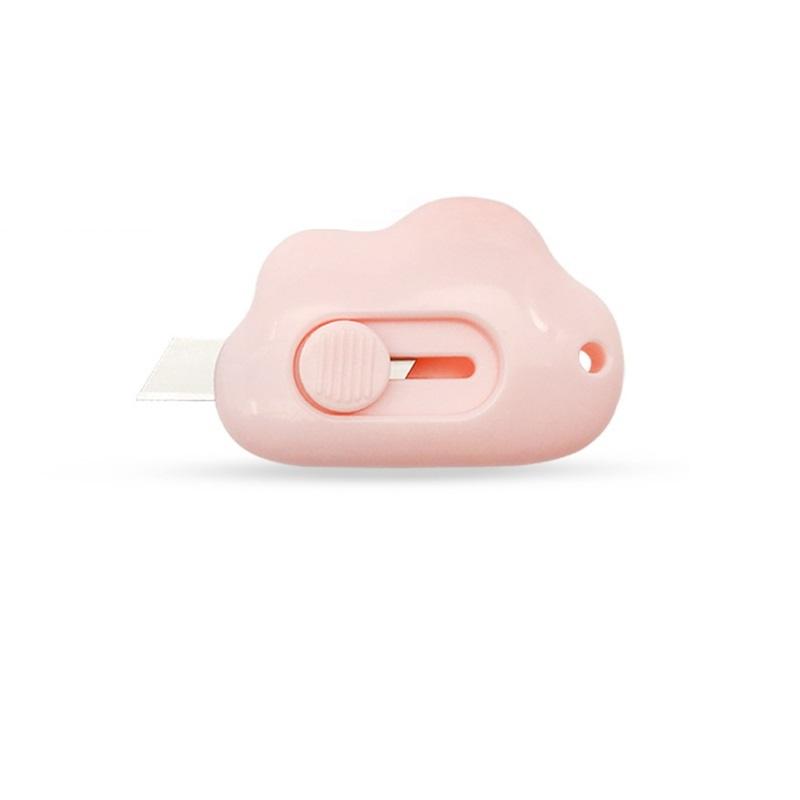 Portable Cloud Utility Knife 9mm Mini Safety Metal Blade Express Box Opener Paper Cutter Art Craft Wrapping