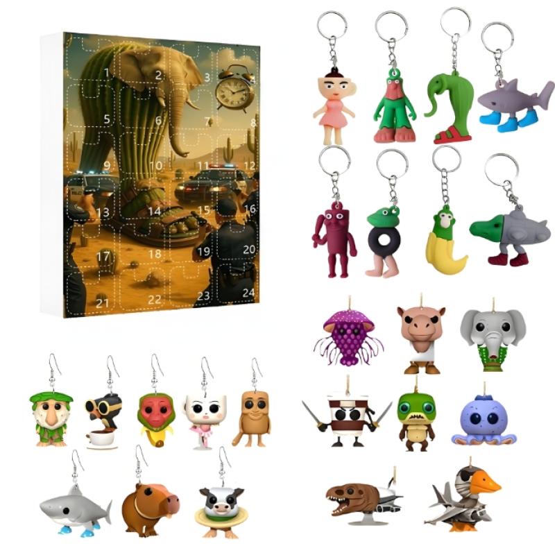 

24 шт. Итальянский маразм Тунг Сахур Фигурка Блайнд Бокс Фигурки Тралалеро Брелок Серьги Подвеска Смешная Игра Коллекционные Предметы Подарок