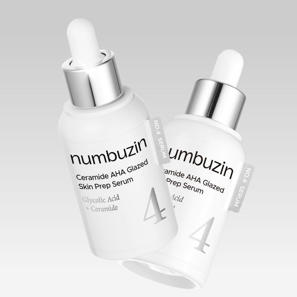 NUMBUZIN Nr. 4 Ceramide AHA Glazed Skin Prep Serum 30 ml (2 Stück) – Barrierepflege, Sanftes Peeling, Koreanisch