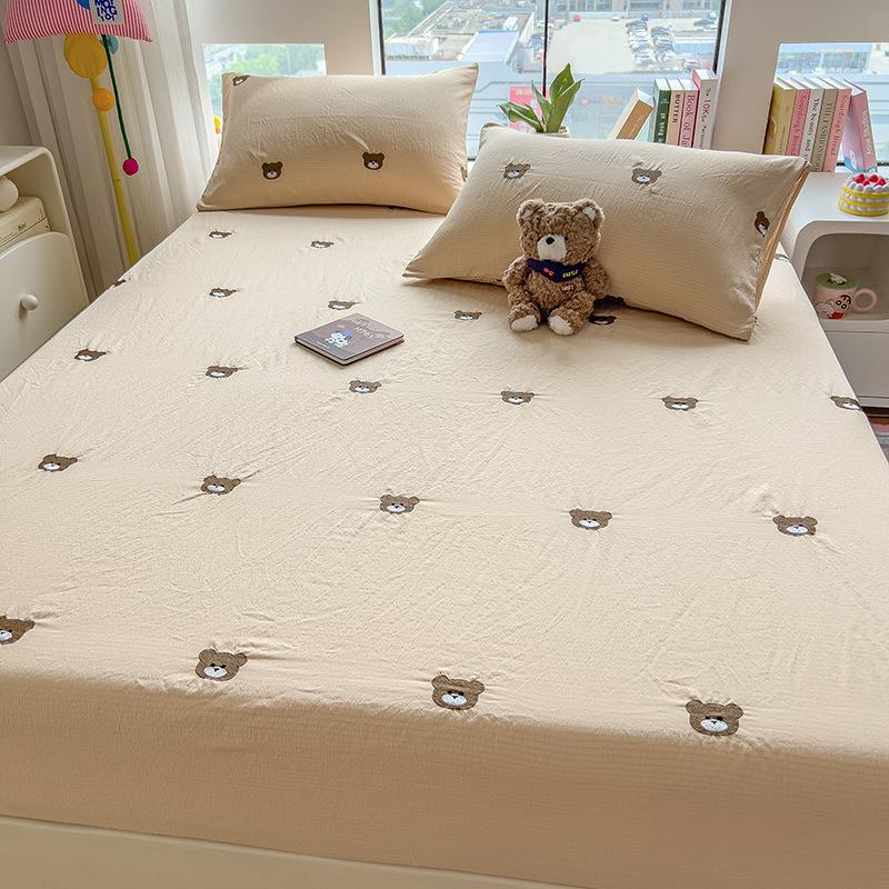New Style Fitted Sheet Single Piece Embroidered Design Fitted Sheet Cover All-inclusive Non-slip Sheets Dormitory Single Fitted Sheet