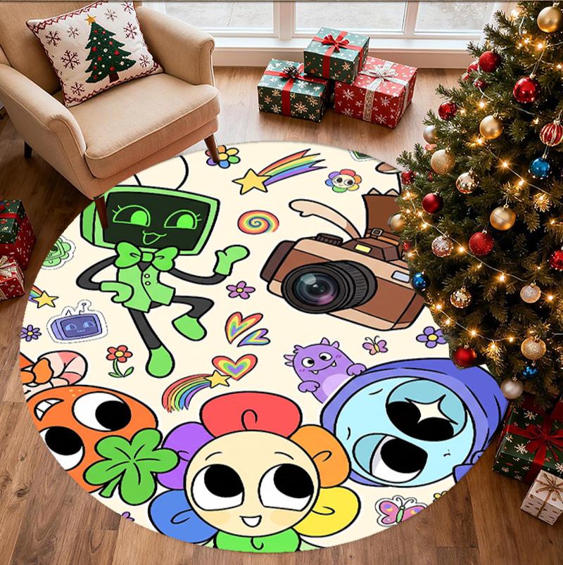 Dandy's World Pattern Round Rug, Indoor/Outdoor Mat, for Picnic, Gameroom, Bedroom, Office, Living Room, Home Decor Carpet, Birthday Gift
