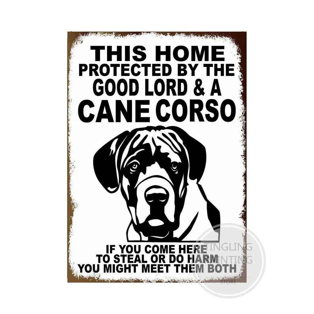 Vintage Retro Tin Signs Beware Of Dog  Metal Wall Stickers for Garden Family House Door Decoration