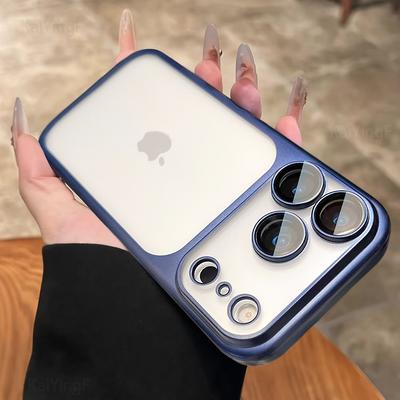 Luxury Translucent Case For iPhone 17 16 15 14 13 12 11 Pro Max With Lens Film Protection Matte Plating Case Soft Silicone Cover