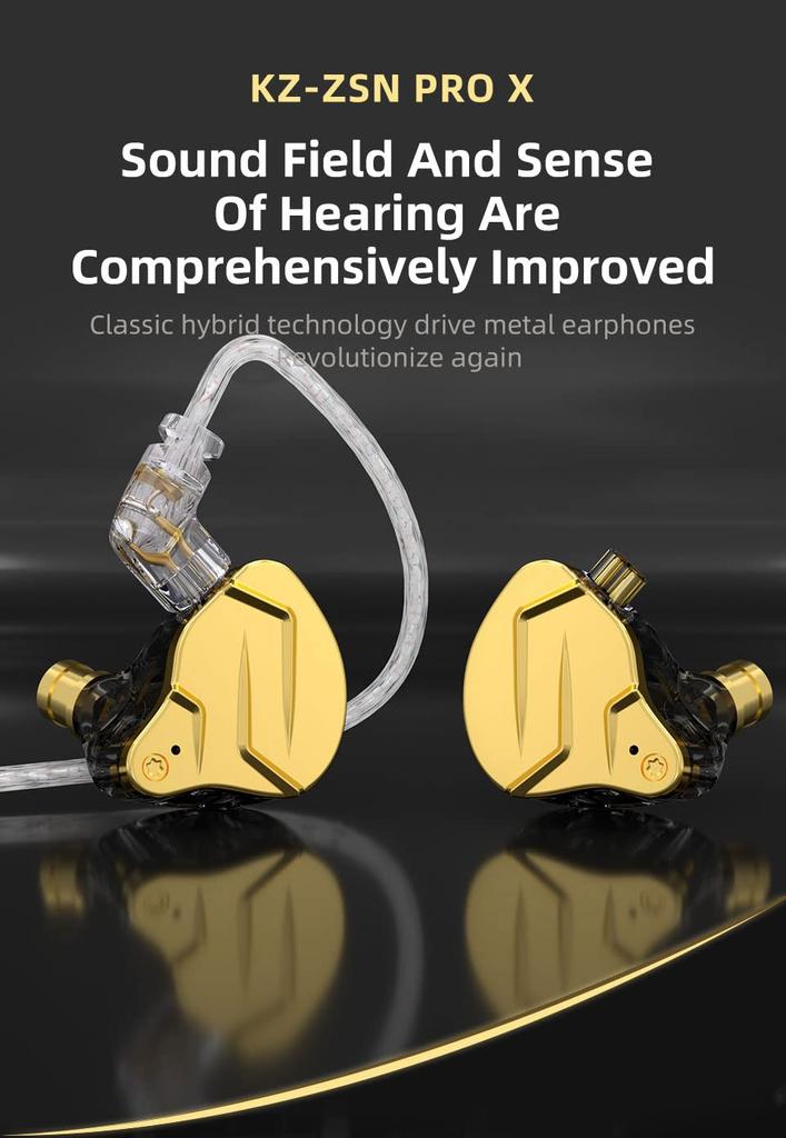 KZ ZSN Pro X IEM Buzz HiFi KZ Wired Earphones with Hybrid Dual 1ba and 1dd Compact and Compatible with Music and Detachable Cable with In-Ear