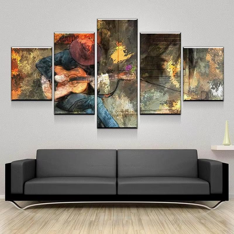 5pcs Wall Art Pictures Home Decor Hand Plate DJ Music Console Instrument Canvas Painting for Night Club Decoration Unframed