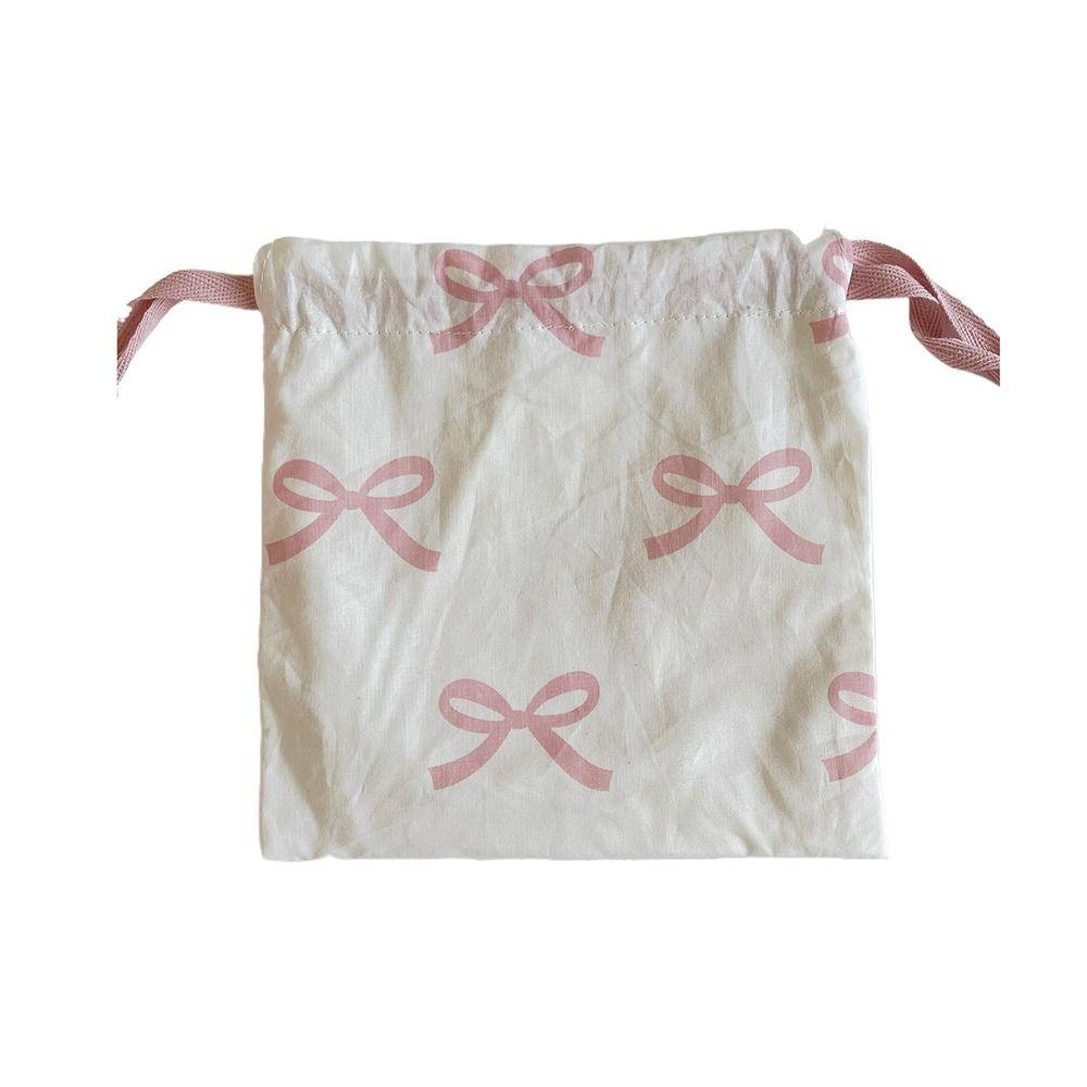 

Portable Mini Drawstring Bag Bow Knot Cute Bundle Pocket Kawaii Cosmetic Storage Pouch Travel Pink-Small