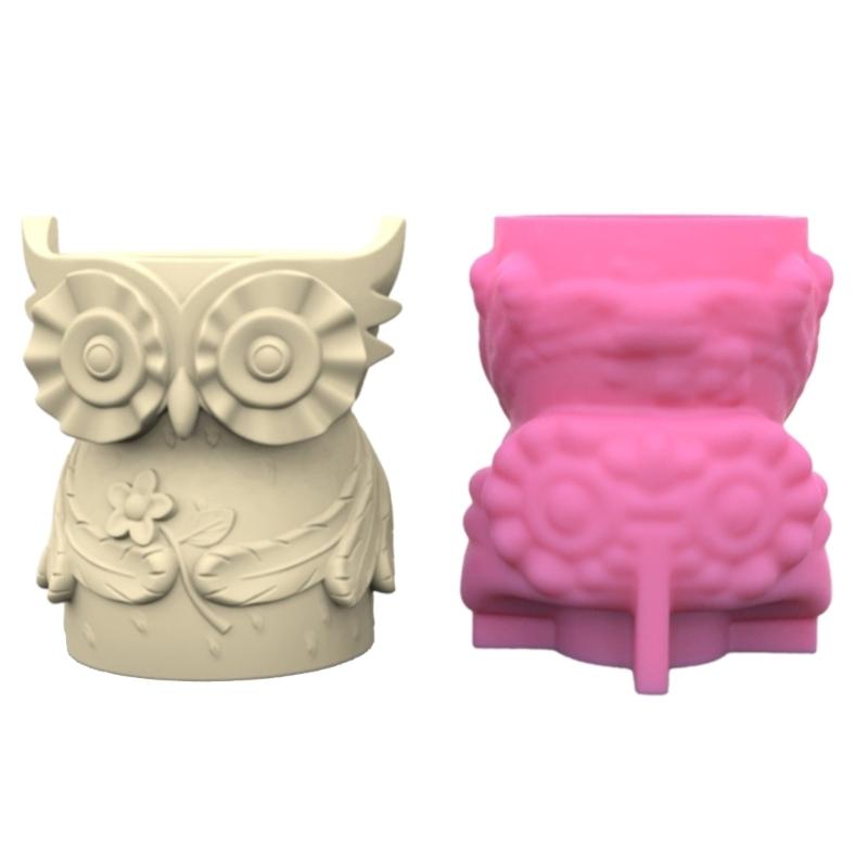 Owl Mom Dad Gypsum Flower Pot Silicone Mold Epoxy Resin Casting Mold Succulent Vase Cement Clay Mold Pen Holder Mold