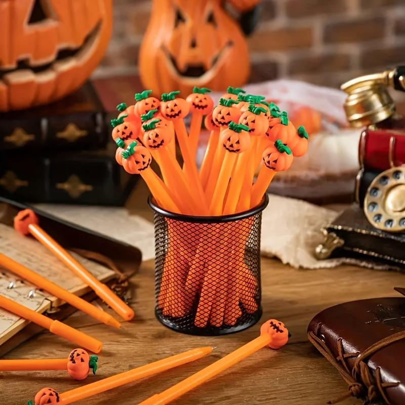 10 PCS Halloween Gel Pens Cute Pumpkin & Skull Design  0.5mm Fine Point Black Ink Perfect for Party Gifts  School & Office Supplies  Waterproof