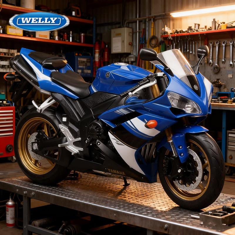 WELLY 1/10 YAMAHA YZF-R1 Alloy Racing Motorcycle Model Diecasts Metal Sports Motorcycle Model High Simulation Childrens Toy Gift