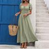Womens Square Neck Puff Sleeve Smocked Waist Maxi Dress