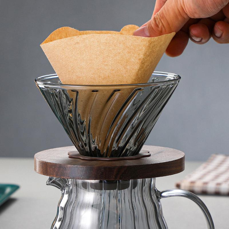 Glass Coffee Filter Cups and Espresso Filter Paper Set Reusable Cone Pour Over Coffee Dripper Filters Accessorie