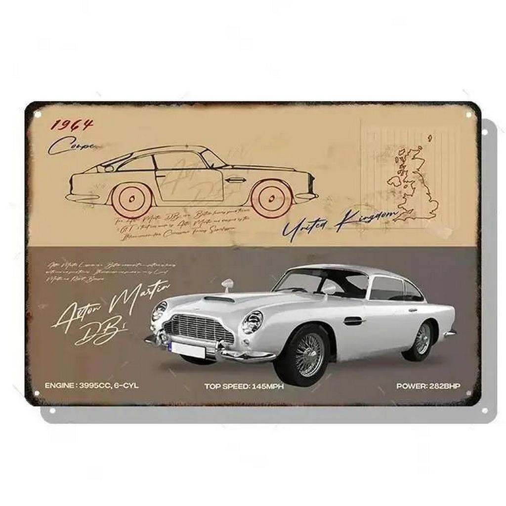 Metal Tin Signs Plaque Classic Cars Wall Decoration Vintage Art Posters Iron Painting for Man Cave Home Cafe Game Room Club Bar