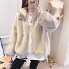 Women's Mid-Length Faux Mink Fur Coat, Winter 2025, Plush Stand Collar, Korean Style.