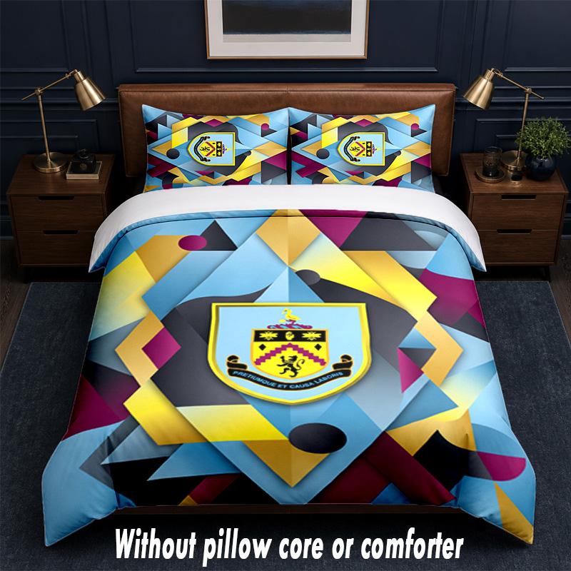 Burnley Football Design Bed Bedding Set 1 Duvet Cover + 2 Pillowcases Soft Breathable Household Bed Linens