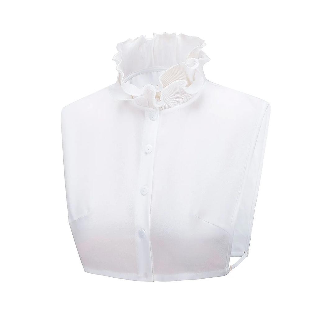 Women Shirt Fake Collar High Stand Ruffle Sweater Blouse Shirt False Collar Chiffon Removable Sweater Detachable Collar
