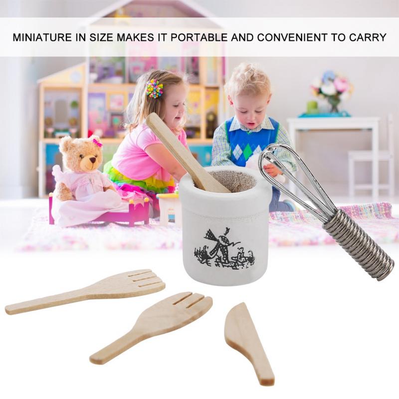 Buy 112 Doll House Mini Wooden Knife Fork Metal Whisk Jar Set Kitchen