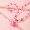 New Girl's Collarbone Necklace Princess Zircon Color Crystal Zircon Butterfly Children's Necklace Bracelet suit