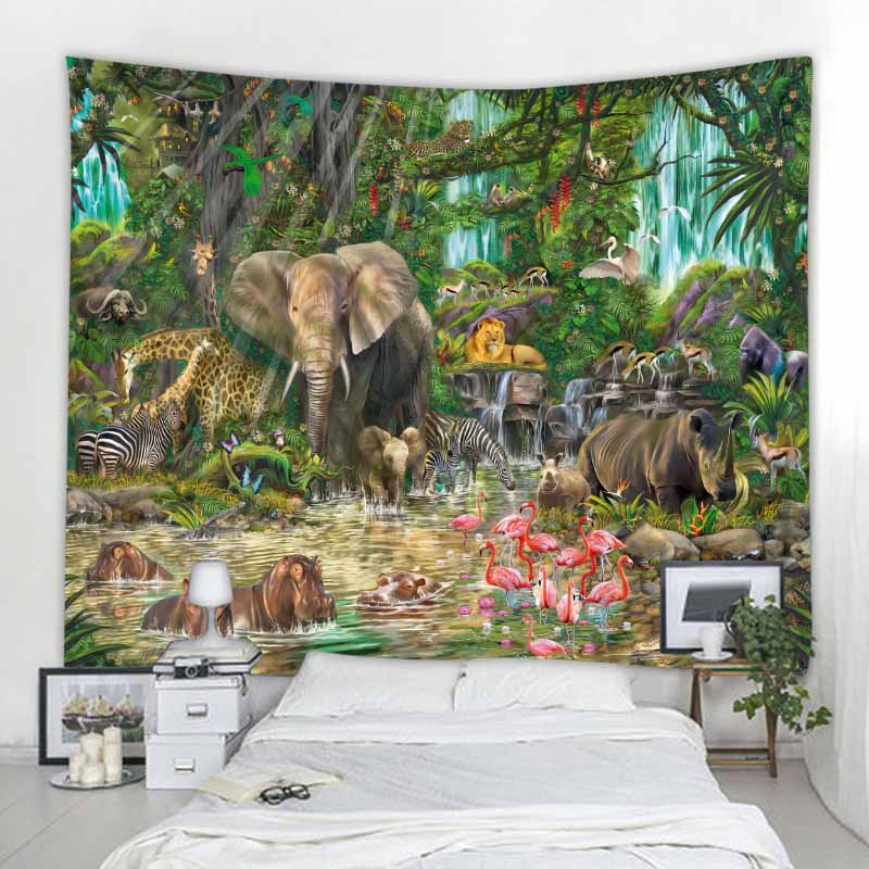 Tropical Jungle Animal Wall Hanging Tapestry Home Decoration Tapestry Beach Towel Yoga Mat Tapestry