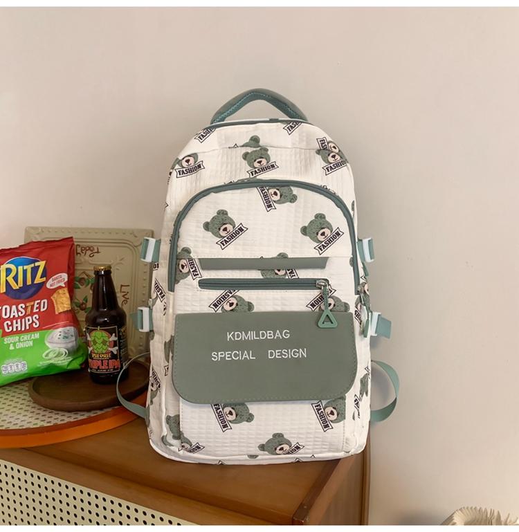 Bear Print Student Schoolbag Girl Backpack Students Third To Sixth Grade Backpack