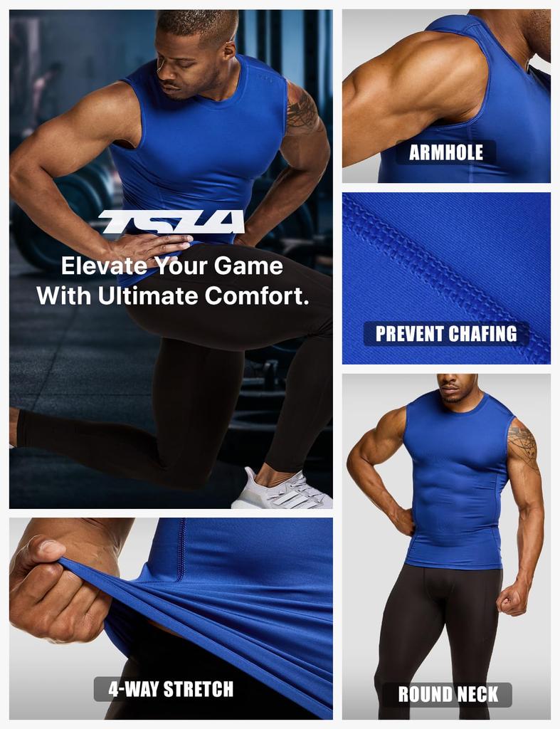 Tesla Bezrukávové kompresní tílko s UV ochranou a ideální jako základní vrstva a produkt Pánské Rychleschnoucí Odvádějící pot, Běh, Trénink, Fitness,