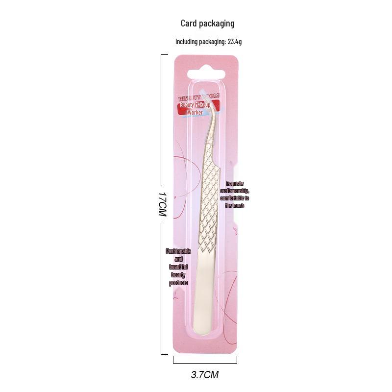 Golden Feather Stainless Steel Lash Tweezers with Net Grip for Precision Eyelash Application