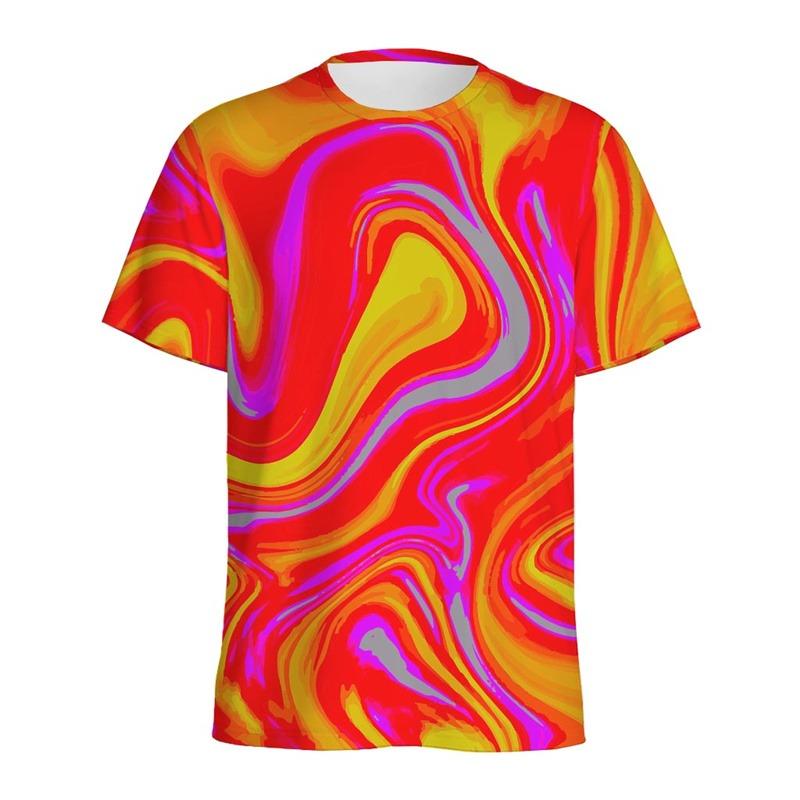 Abstract Colorful Liquid Trippy Pattern T Shirt For Men Summer Casual Round Neck Short Sleeve Tees Women Tops 3d Printed T-Shirt