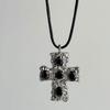 Fashionable Crucifix Pendant Choker Religious Cross Charm Necklace Diamond Studded Clavicle Chain Women Girls Jewelry
