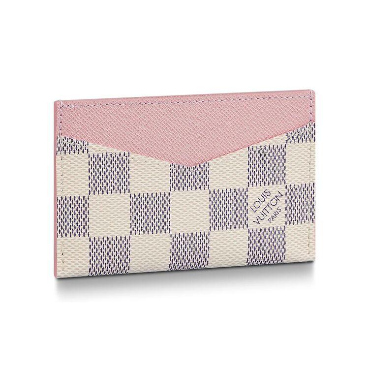 Louis Vuitton Daily Checkered Canvas Leather Card Holder Women Accessories Ballet-Pink N60286