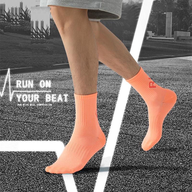 1/3/5 Pairs New Outdoor Sports Marathon All Seasons Running Crew Socks Men/Women Colorful Quick Dry Exercise Fitness Training Crew Sock